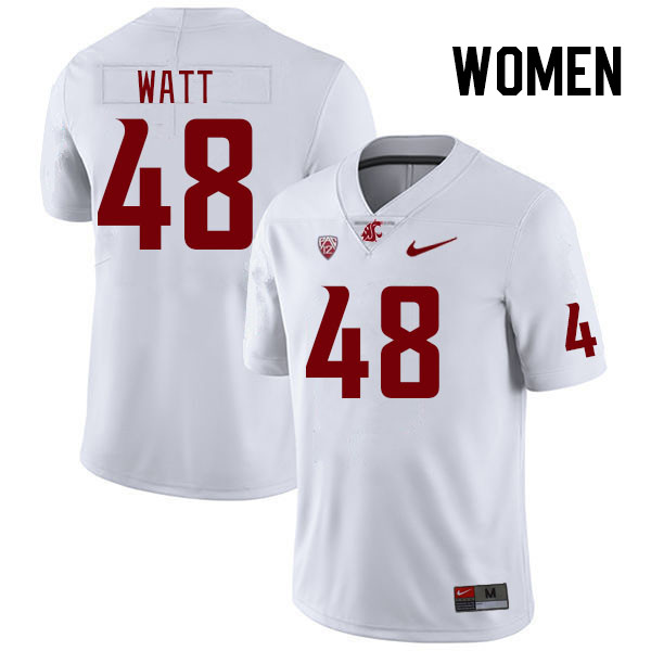 Women #48 Nicholas Watt Washington State Cougars College Football Jerseys Stitched Sale-White - Click Image to Close